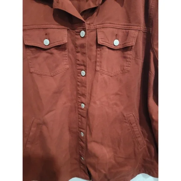 Torrid Jacket 3 3X Brick Red Rust Cotton Twill Button Front Trucker Plus Size - Picture 3 of 10
